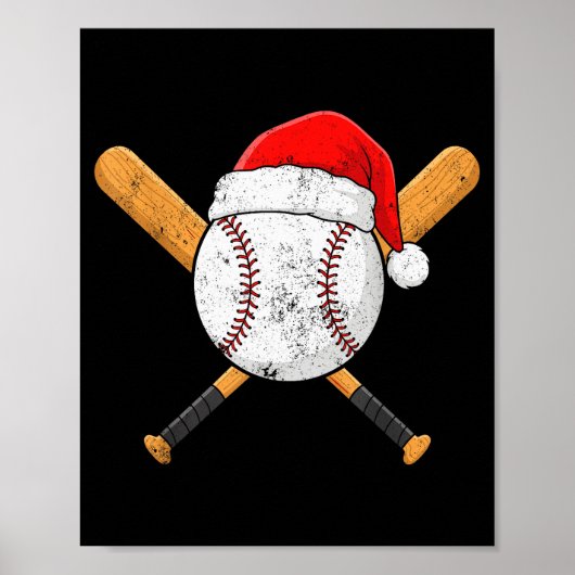 Funny Baseball Ball Santa Hat Xmas Pajamas Players Poster (Voorkant)