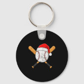 Funny Baseball Ball Santa Hat Xmas Pajamas Players Sleutelhanger (Voorkant)