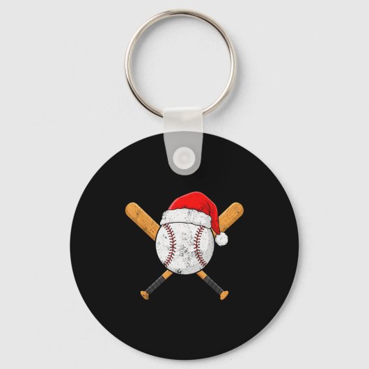 Funny Baseball Ball Santa Hat Xmas Pajamas Players Sleutelhanger (Voorkant)