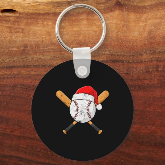 Funny Baseball Ball Santa Hat Xmas Pajamas Players Sleutelhanger (Voorkant)