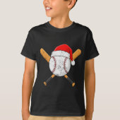 Funny Baseball Ball Santa Hat Xmas Pajamas Players T-shirt (Voorkant)