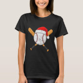 Funny Baseball Ball Santa Hat Xmas Pajamas Players T-shirt (Voorkant)