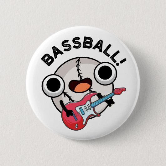 Funny Baseball Bass Guitarist Pun Ronde Button 5,7 Cm (Voorkant)