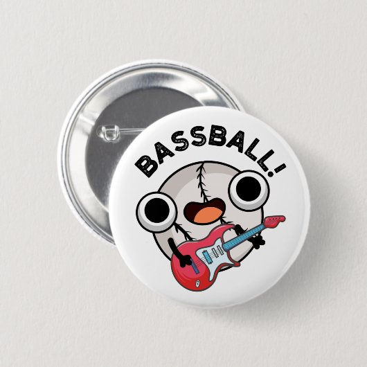 Funny Baseball Bass Guitarist Pun Ronde Button 5,7 Cm (Voorkant /achterkant)