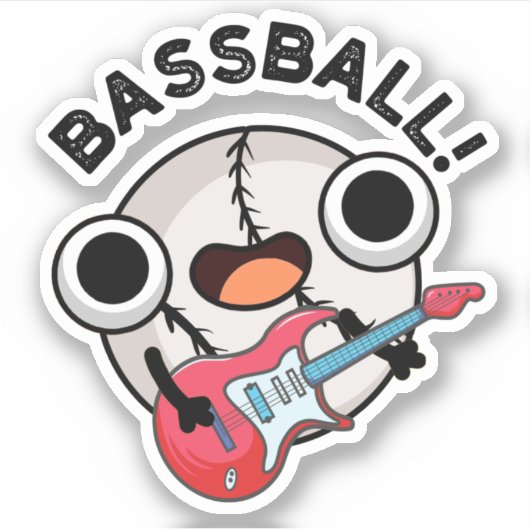 Funny Baseball Bass Guitarist Pun Sticker (Voorkant)