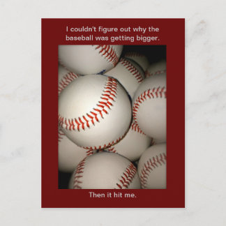 Funny Baseball Briefkaart, Puns, Postkruising Spor Briefkaart