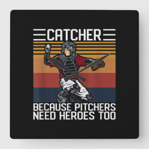 Funny Baseball Catcher  Pitchers heeft liefde nodi Vierkante Klok