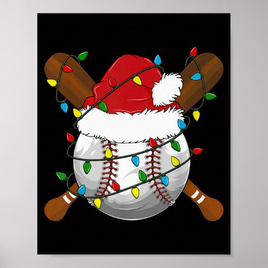 Funny Baseball Christmas Matching Family Pajamas X Poster (Voorkant)