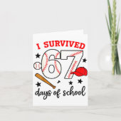 Funny Baseball I Survived 67 Days Of School Design Kaart (Voorkant)