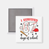 Funny Baseball I Survived 67 Days Of School Design Magneet (Voorkant / Achterkant)