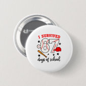 Funny Baseball I Survived 67 Days Of School Design Ronde Button 5,7 Cm (Voorkant /achterkant)
