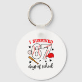 Funny Baseball I Survived 67 Days Of School Design Sleutelhanger (Voorkant)