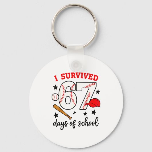 Funny Baseball I Survived 67 Days Of School Design Sleutelhanger (Voorkant)