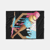  Funny Baseball Ice Cream Dripping Baseball Fleece Deken (Voorkant (Horizontaal))