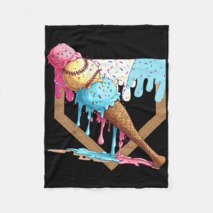 Funny Baseball Ice Cream Dripping Baseball Fleece Deken
