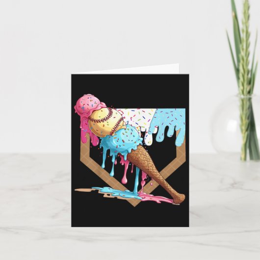  Funny Baseball Ice Cream Dripping Baseball Kaart (Voorkant)