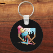  Funny Baseball Ice Cream Dripping Baseball Sleutelhanger (Voorkant)