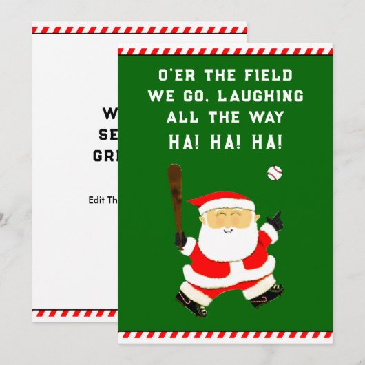 Funny Baseball Kerstmis Feestdagenkaart (Voorkant / Achterkant)