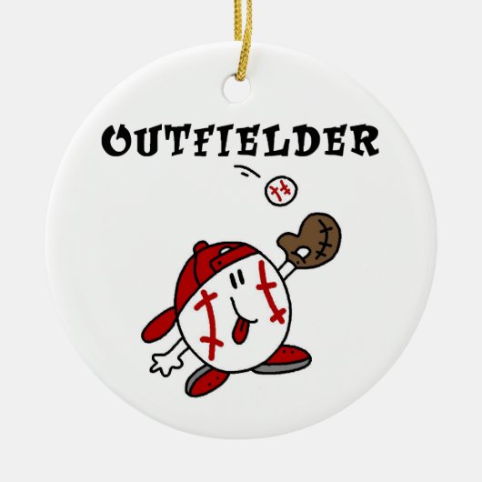 Funny Baseball Outfielder T-shirts en cadeautjes Keramisch Ornament (Voorkant)