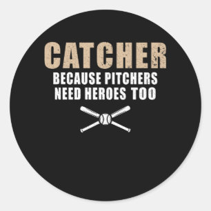 Funny Baseball Player Kinder Softball Catcher Ronde Sticker