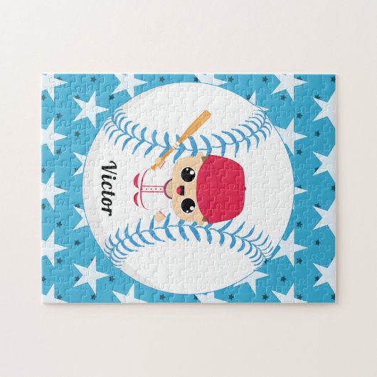 Funny Baseball Player Star Softball Ball Name Legpuzzel (Horizontaal)
