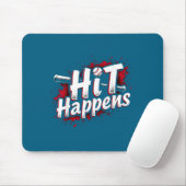 Funny Baseball Quote Gift Hit Happens  Muismat (Met muis)