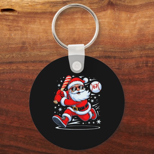 Funny Baseball Santa 67 Christmas Xmas Pajamas Boy Sleutelhanger (Voorkant)