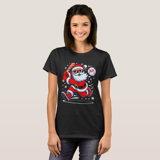 Funny Baseball Santa 67 Christmas Xmas Pajamas Boy T-shirt (Voorkant volledig)