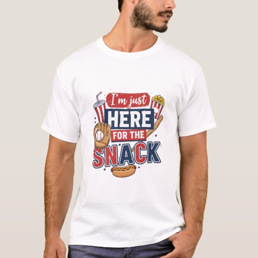 Funny Baseball Shirt I'm Just Here For The Snack (Voorkant)