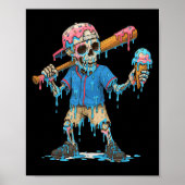 Funny Baseball Skeleton Ice Cream Drip Baseball Bo Poster (Voorkant)