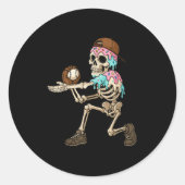 Funny Baseball Skeleton Ice Cream Drip Baseball Bo Ronde Sticker (Voorkant)