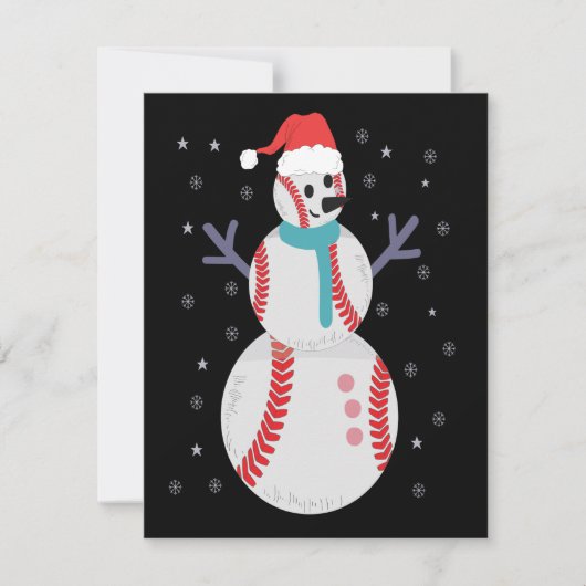 Funny Baseball Snowman Kerstmis Nieuwjaar Notitiekaartje (Voorkant)