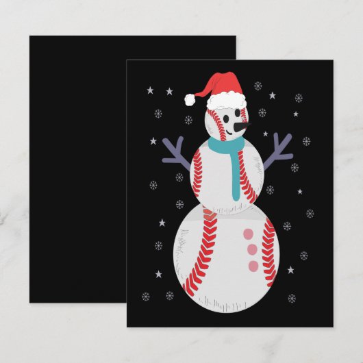 Funny Baseball Snowman Kerstmis Nieuwjaar Notitiekaartje (Voorkant / Achterkant)