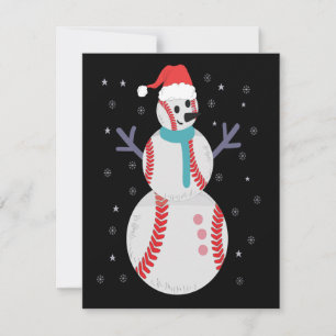 Funny Baseball Snowman Kerstmis Nieuwjaar Notitiekaartje