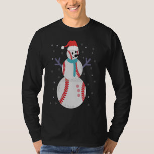 Funny Baseball Snowman Kerstmis Nieuwjaar T-shirt