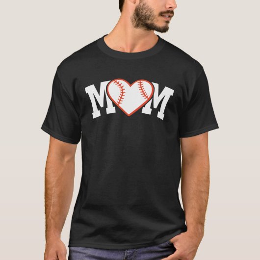 Funny Baseball Softball Ball Mom Heart Love T-shirt (Voorkant)