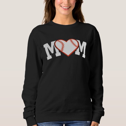 Funny Baseball Softball Ball Mom Heart Love Trui (Voorkant)