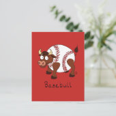 Funny Baseball Sport Kinder Cartoon Dier Briefkaart (Staand voorkant)