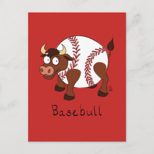 Funny Baseball Sport Kinder Cartoon Dier Briefkaart