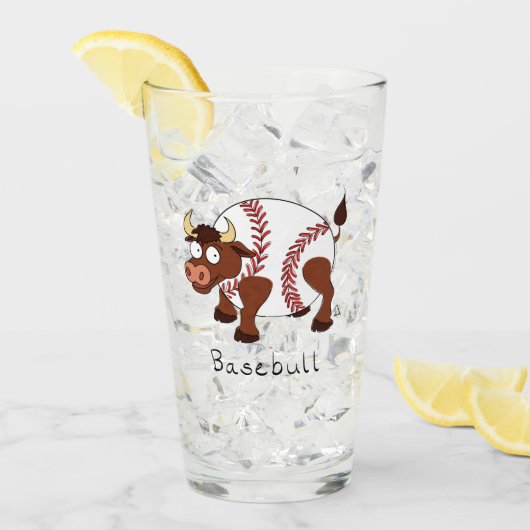 Funny Baseball Sport Kinder Cartoon Dier Glas (Voorkant ijs)