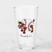 Funny Baseball Sport Kinder Cartoon Dier Glas (Voorkant)