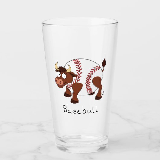 Funny Baseball Sport Kinder Cartoon Dier Glas (Voorkant)