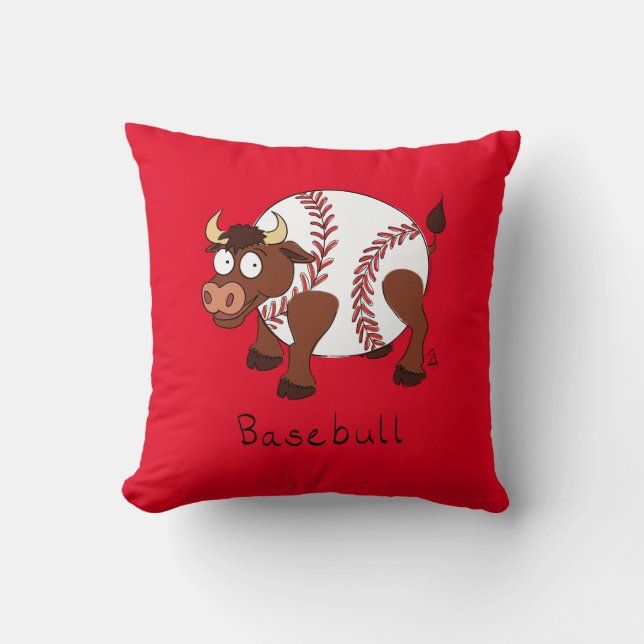 Funny Baseball Sport Kinder Cartoon Dier Kussen (Voorkant)