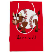 Funny Baseball Sport Kinder Cartoon Dier Medium Cadeauzakje (Voorkant)