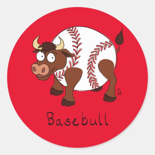 Funny Baseball Sport Kinder Cartoon Dier Ronde Sticker (Voorkant)