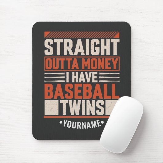 Funny Baseball Twin Parent Gift Muismat (Met muis)