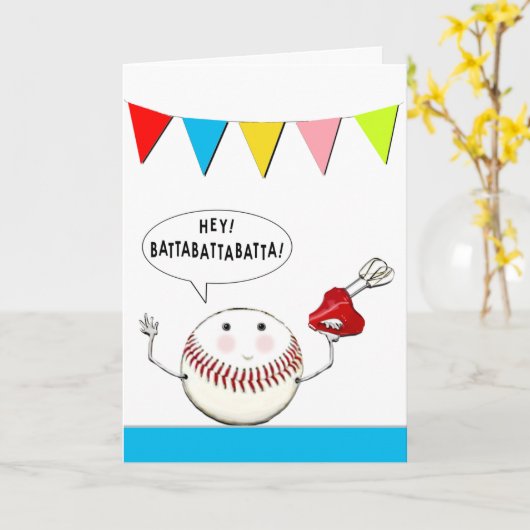 Funny baseball-verjaardagskaart kaart (Gele Bloem)