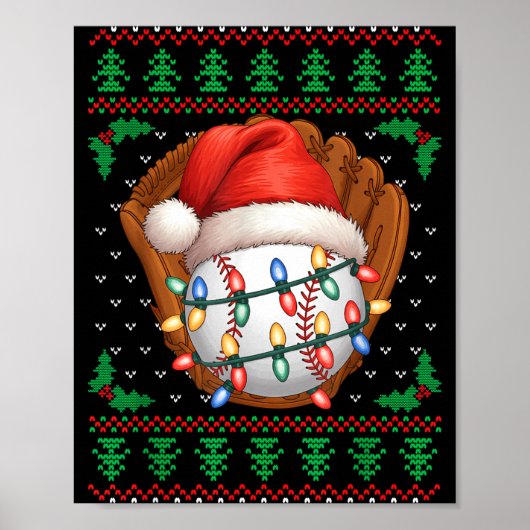 Funny Baseball Xmas Boys Men Women Kids Ugly Chris Poster (Voorkant)