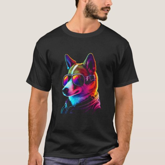 Funny BasenjiDog owner Vaporwave Notorious DJ T-shirt (Voorkant)