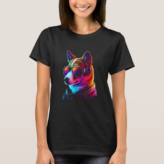 Funny BasenjiDog owner Vaporwave Notorious DJ T-shirt (Voorkant)